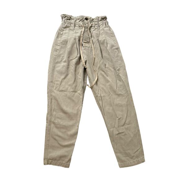 Free People beige paperbag straight leg pants size XS - Picture 1 of 12
